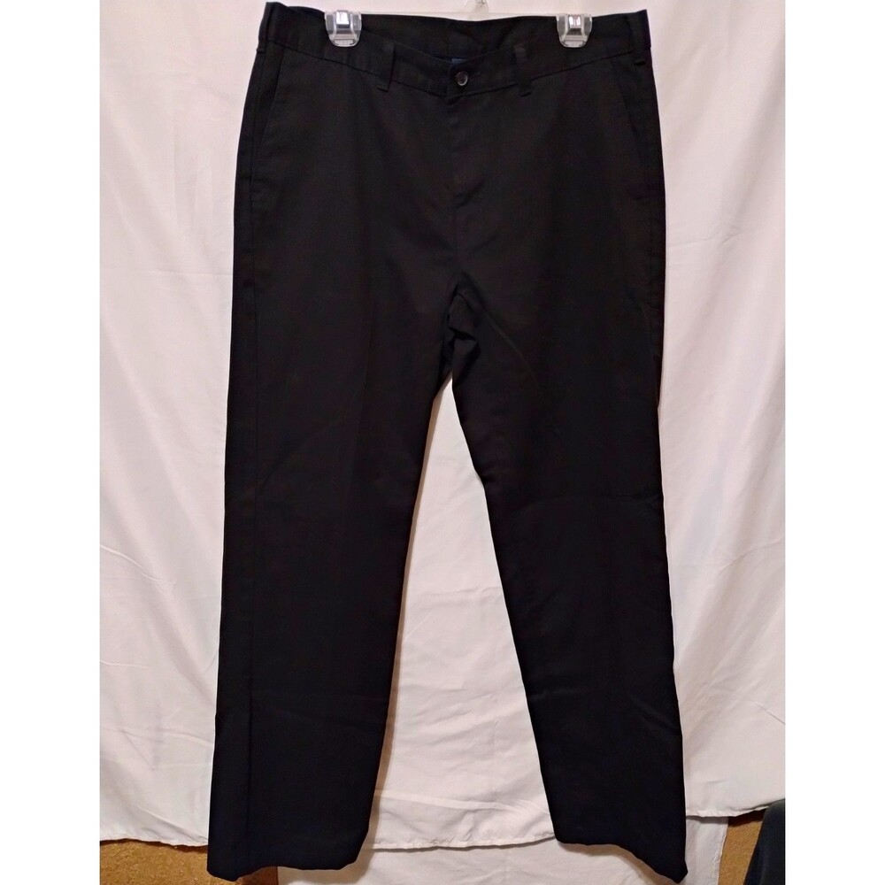 LOT 2-Men's Black Dress Pants 34x32 Dockers Classic Fit Pleated & George Flat
